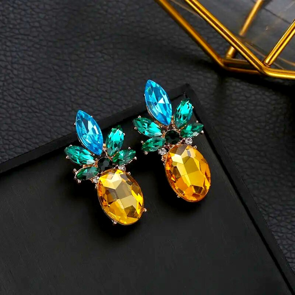 Pineapple Crystal Summer Sparkle Beach Earrings